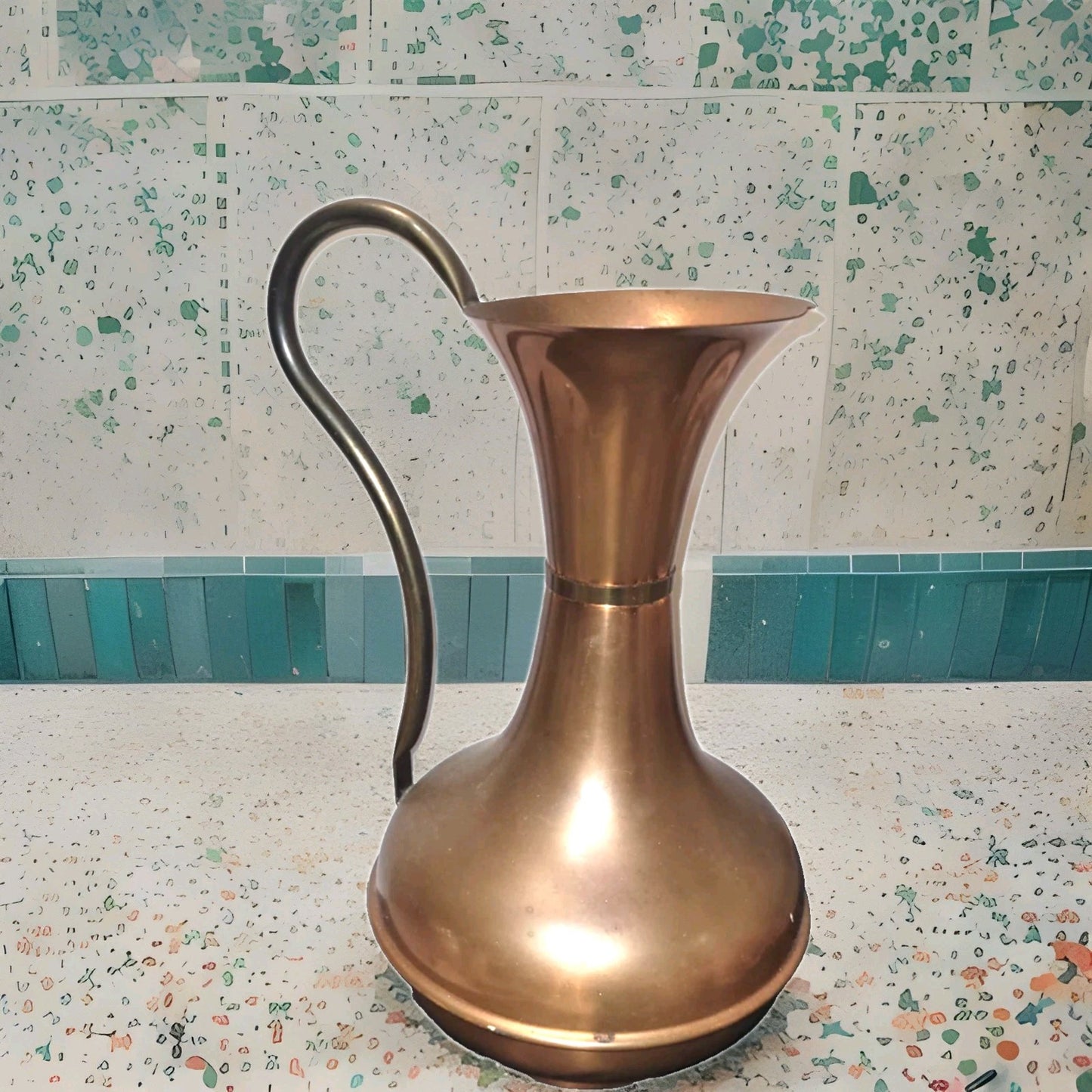 Vintage Large Copper and Brass Jug Pitcher 9" 1970's