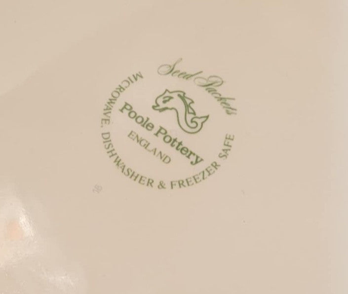 Vintage Poole Pottery Seed Packet Design large water Jug 7.25" H pepper logo showcasing Seed Packets design