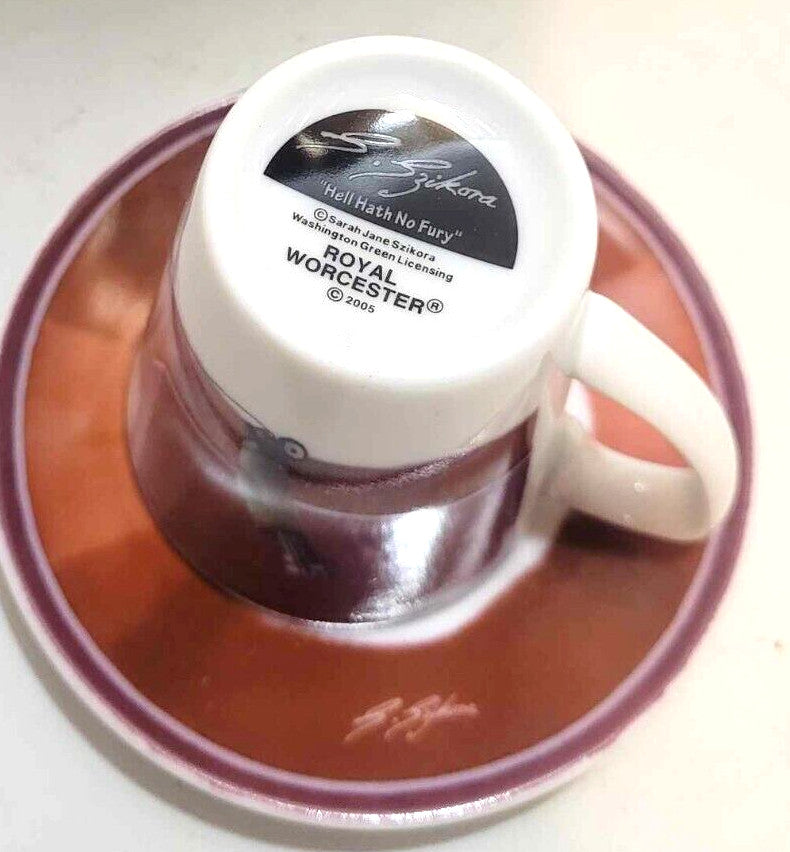 Royal Worcester Sarah Jane Szikora hell hath no fury coffee cup & saucer