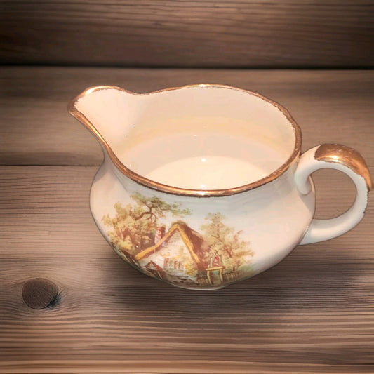 Alfred Meakin  Homestead MILK JUG CREAMER GOLD EDGING COUNTRY KITSCH