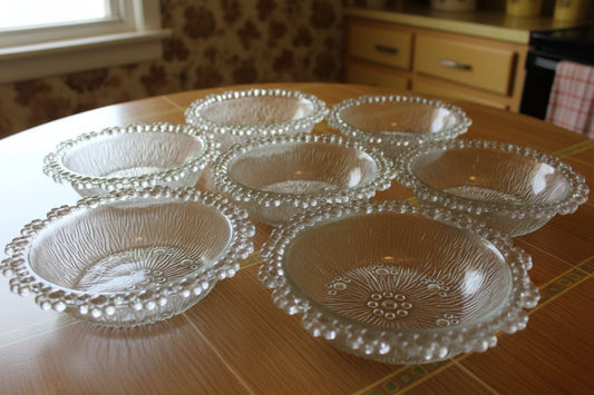 6x Vintage Masserini Barocco Italian Glass Bowls  1970s bubble lace boopie
