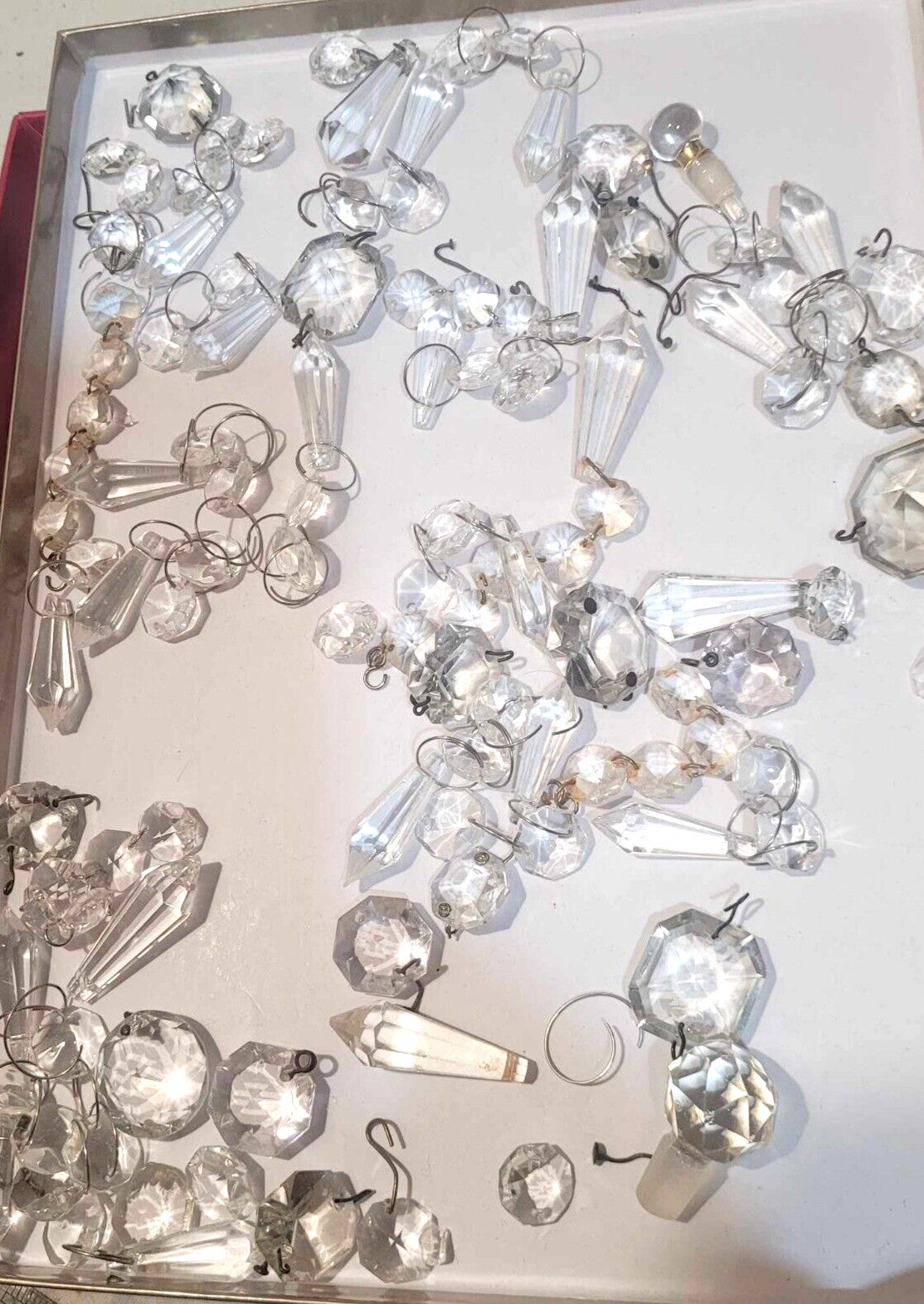 mixed Lot of vintage Clear Crystal Drop Prisms For Chandeliers spearhead leaf