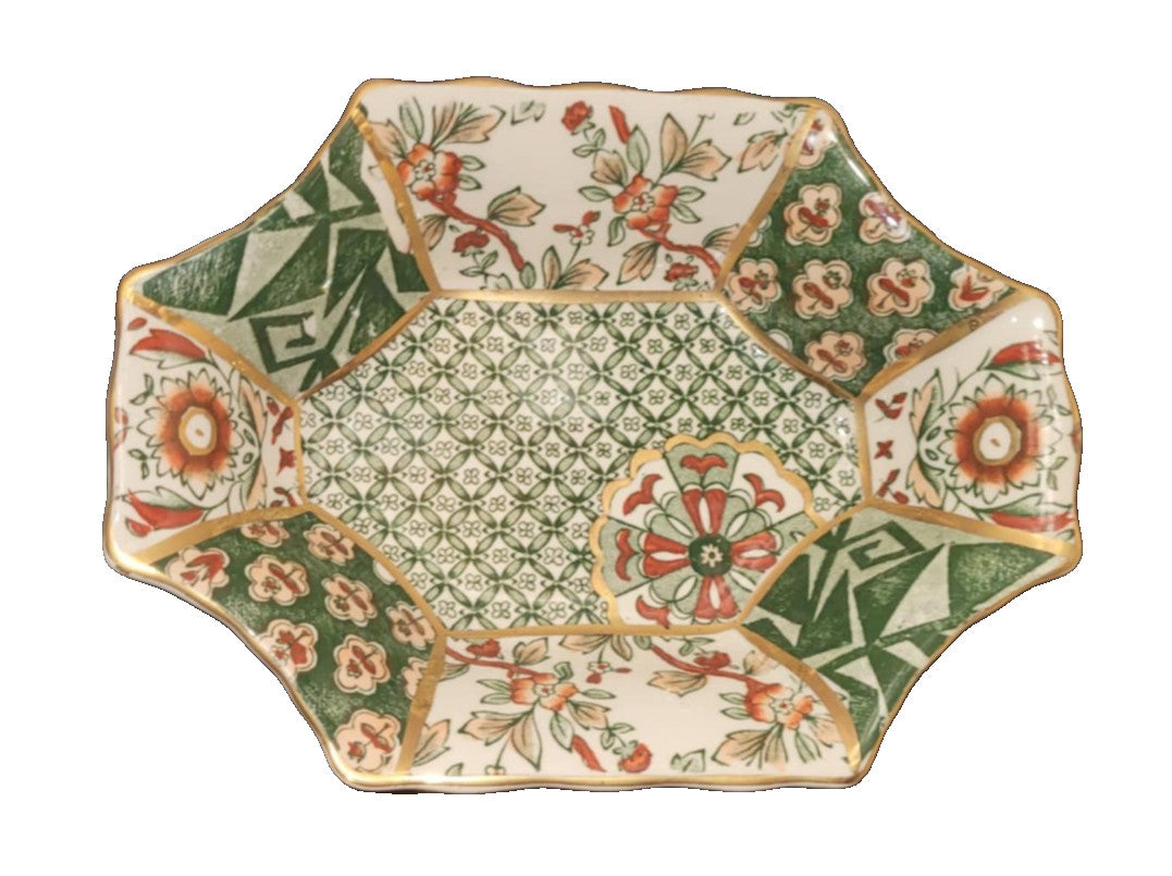 Masons Applique green octagonal candy trinket dish 17cm