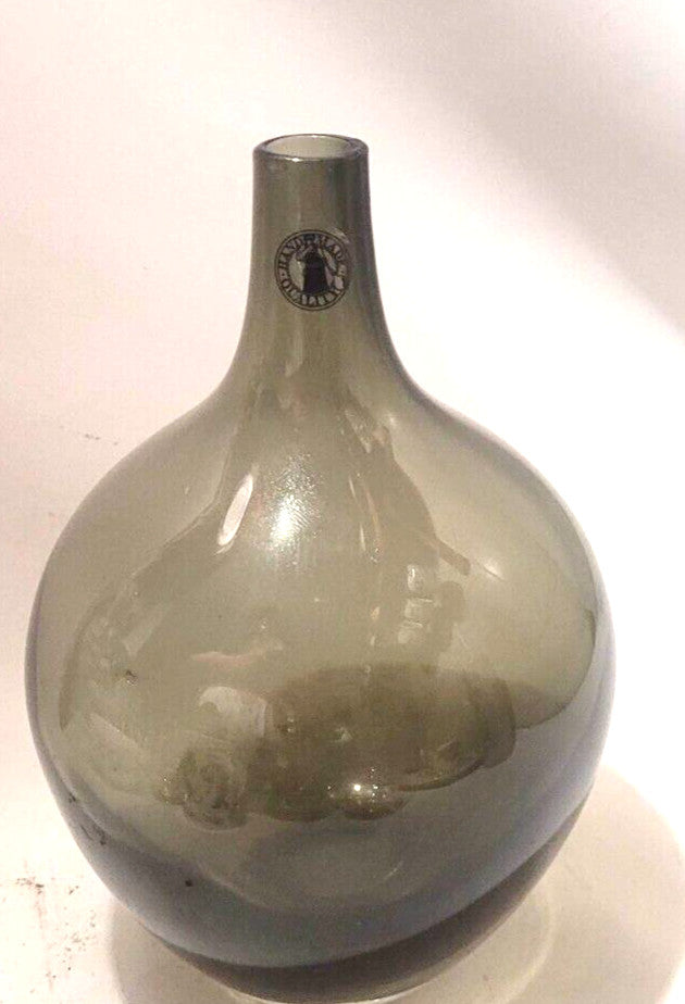 Flint Grey Johanna Jelinik Salong art glass vase 1990's Sweden IKEA