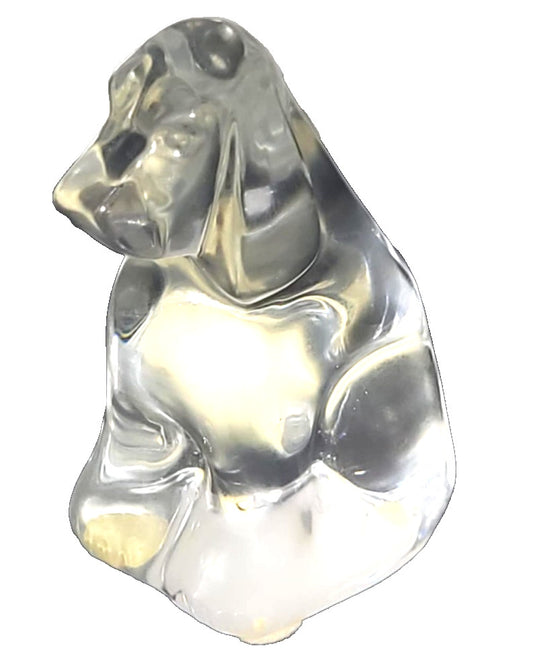 French Baccarat Crystal Glass Dog Figurine - Spaniel / Hound puppy sitting
