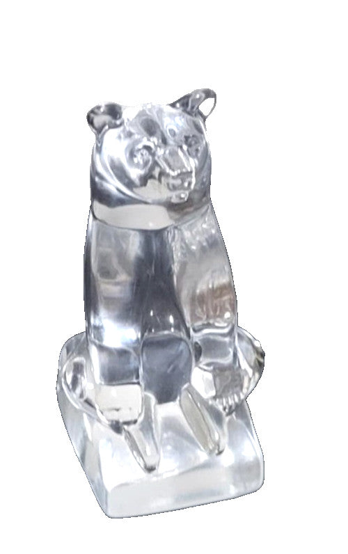 Hadeland Bear sitting Hand Blown Art Glass Figurine Paperweight  Norway Vtg