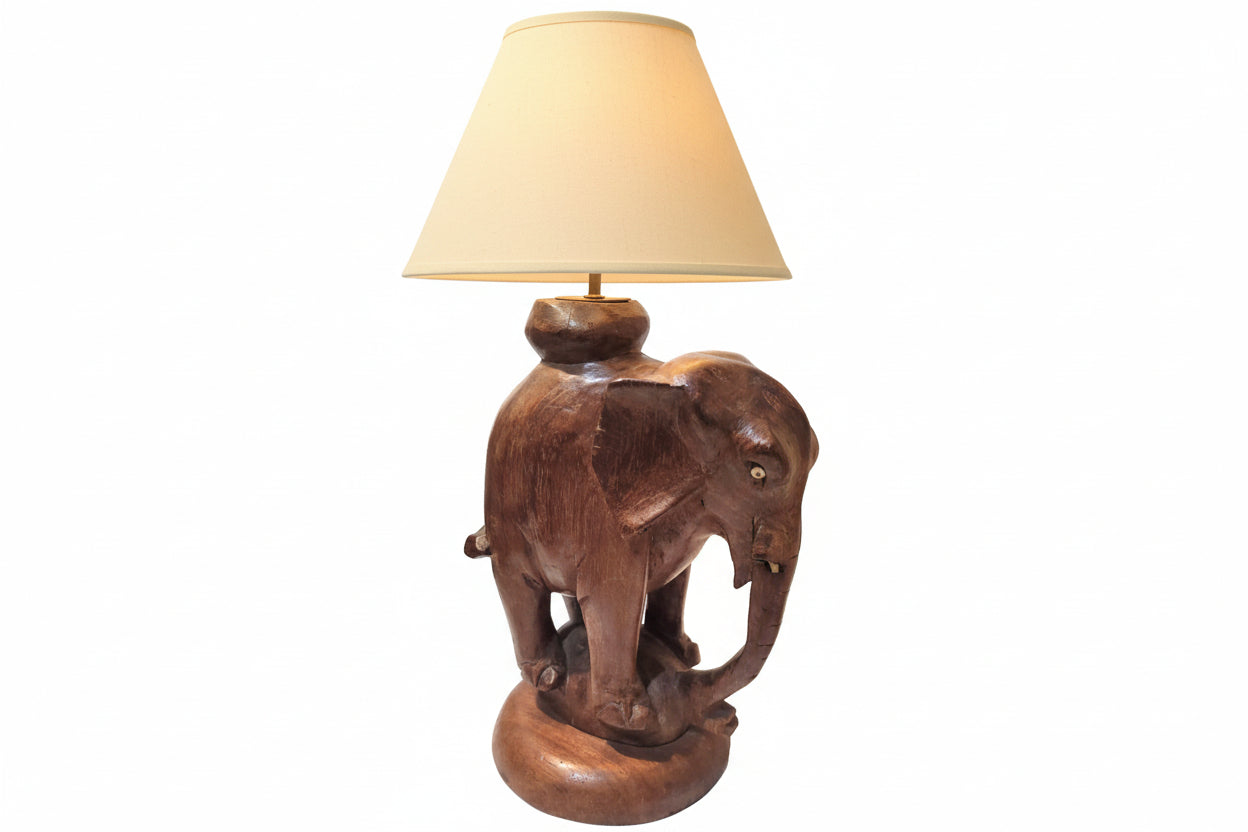 wooden elephant lamp base