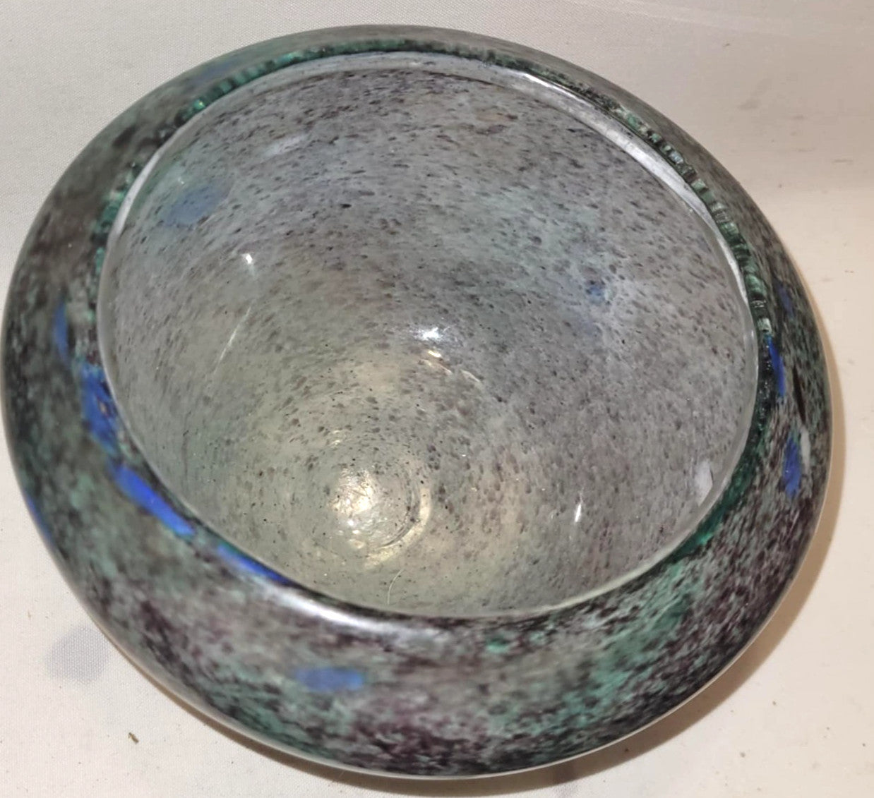 Vintage Murano Style Cased Art Glass Bowl, Smooth Finish, Mottled Colours