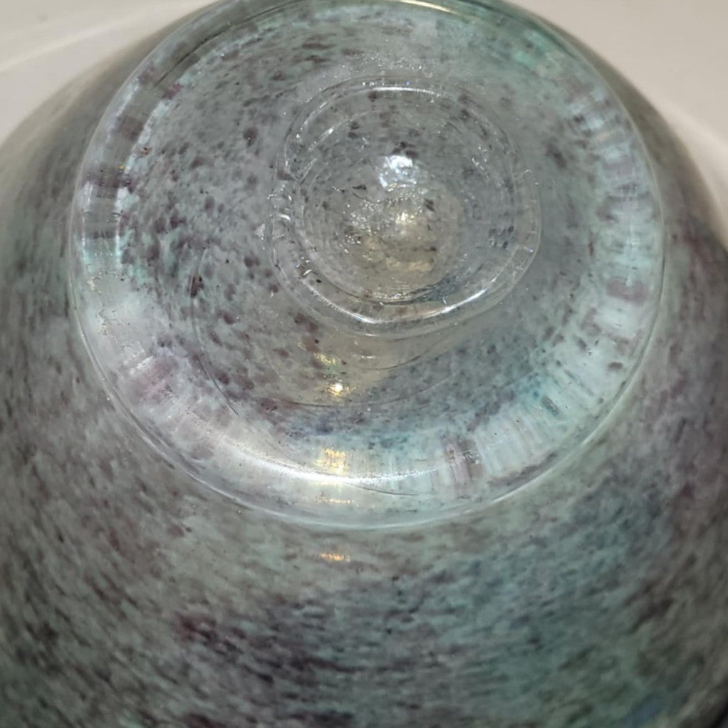 Vintage Murano Style Cased Art Glass Bowl, Smooth Finish, Mottled Colours