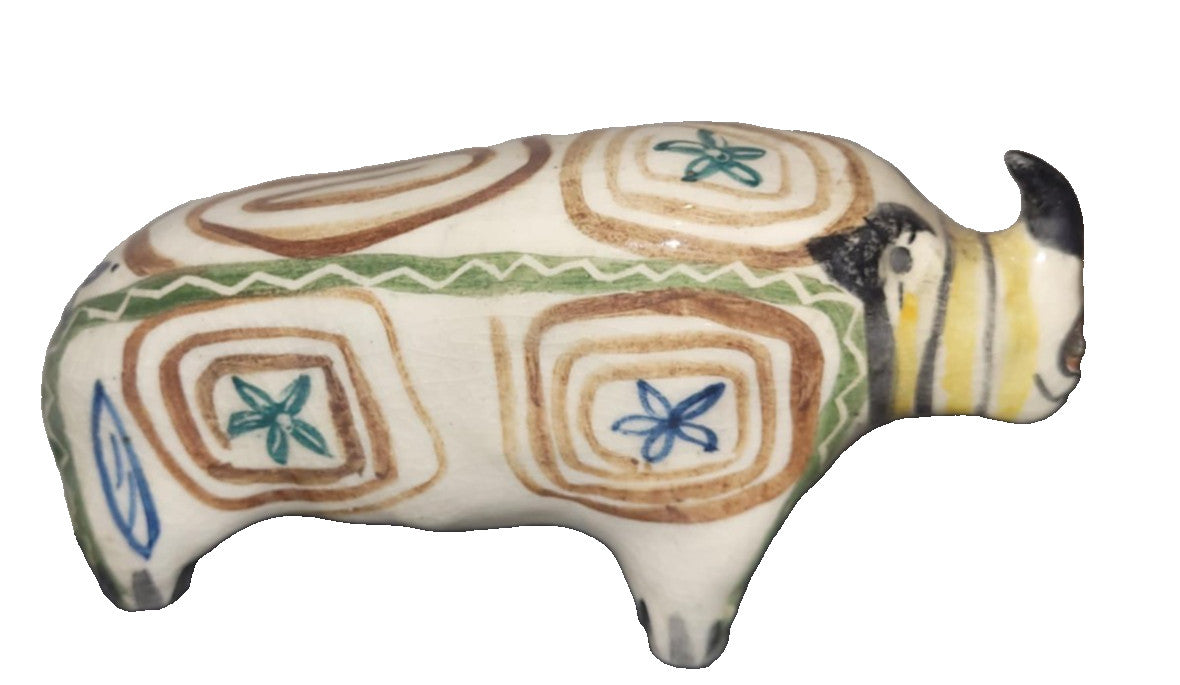 Wellbridge Francis Nash Studio Pottery UK Rhino Handmade pottery Figurine 5"