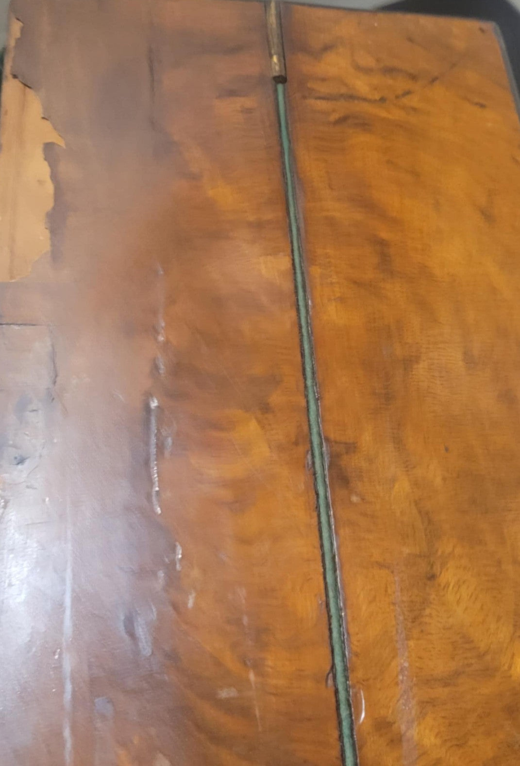 Antique Victorian Burr Walnut Writing Slope Desk Box Brass Hinges 14" & pen