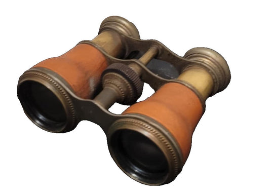 Opera Glasses Binoculars Antique Brass leatherette mechanism working prop decor
