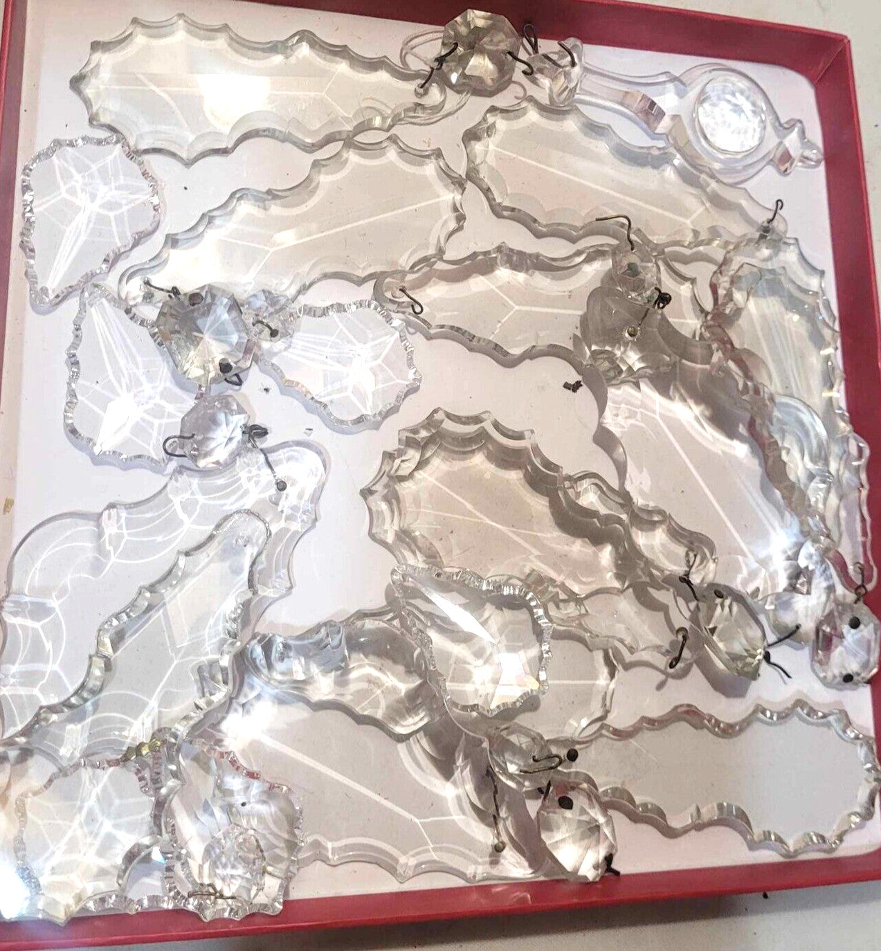 mixed Lot of vintage Clear Crystal Drop Prisms For Chandeliers spearhead leaf