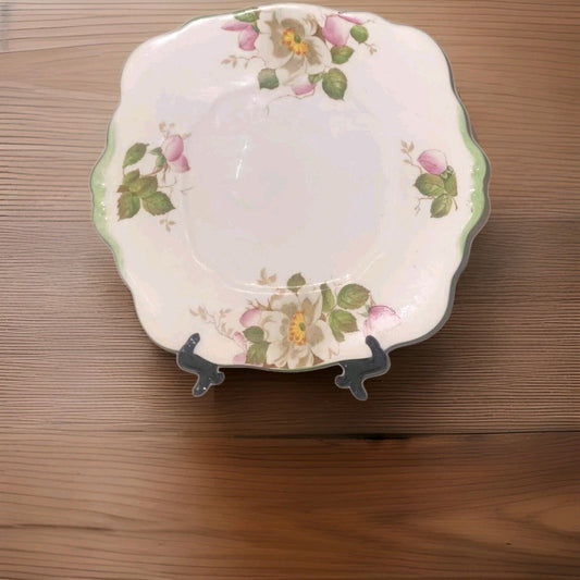 Royal Albert crown china christmas rose hand decorated eared cake plate