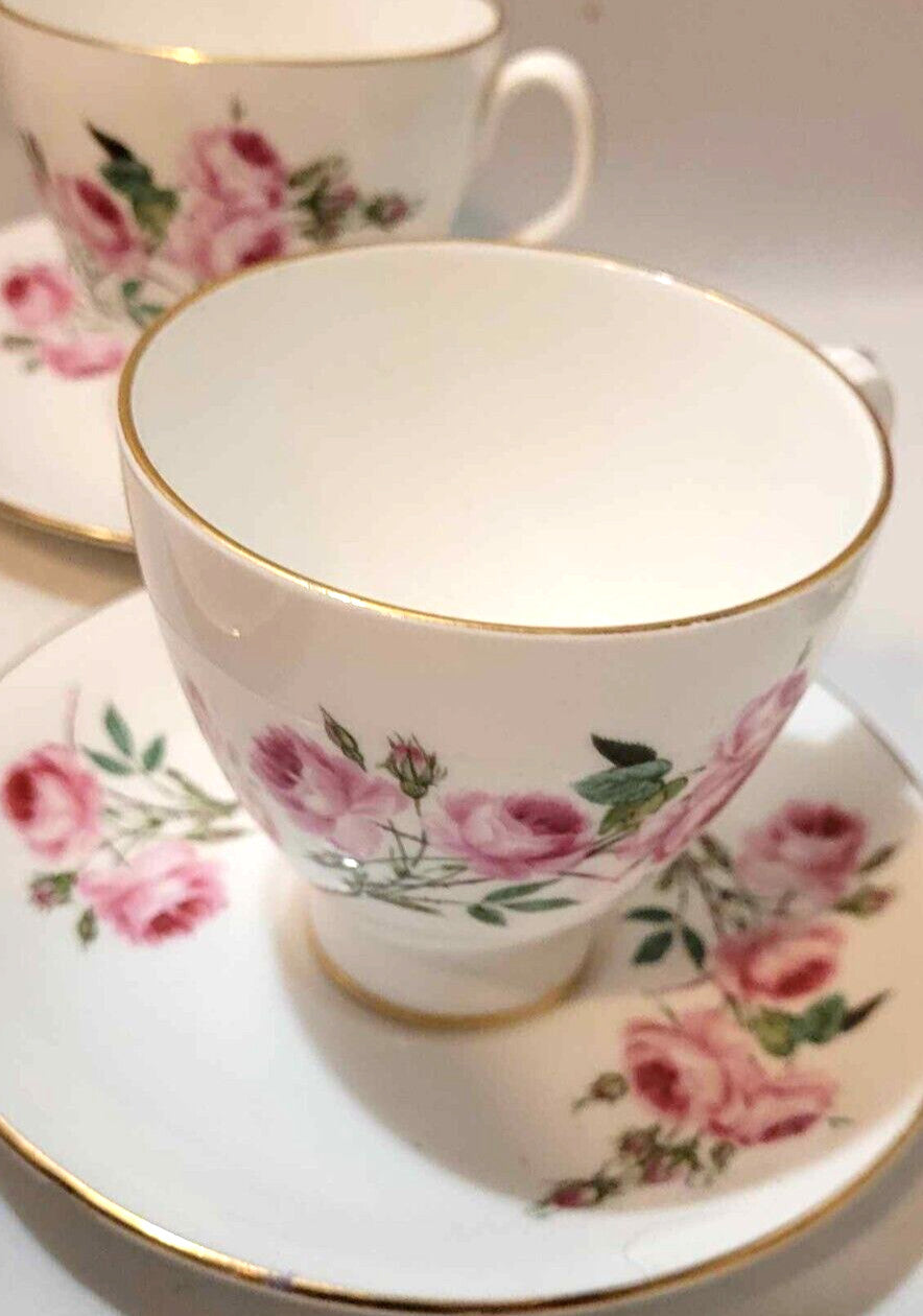 4x  dainty Royal Albert Pink Roses coffee Cup Saucer  Un-Named Pattern