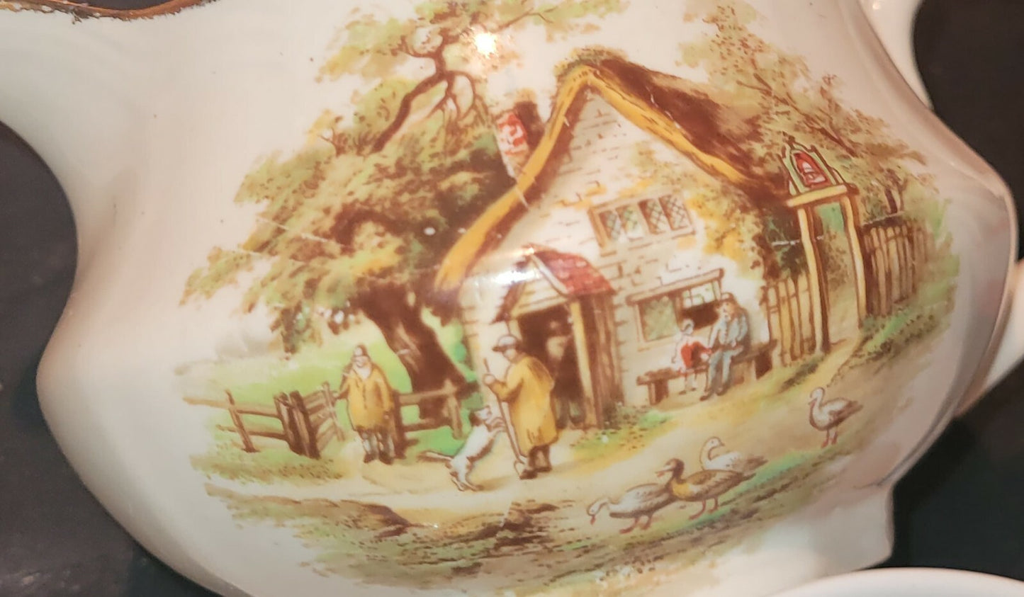 Alfred Meakin  Homestead MILK JUG CREAMER GOLD EDGING COUNTRY KITSCH