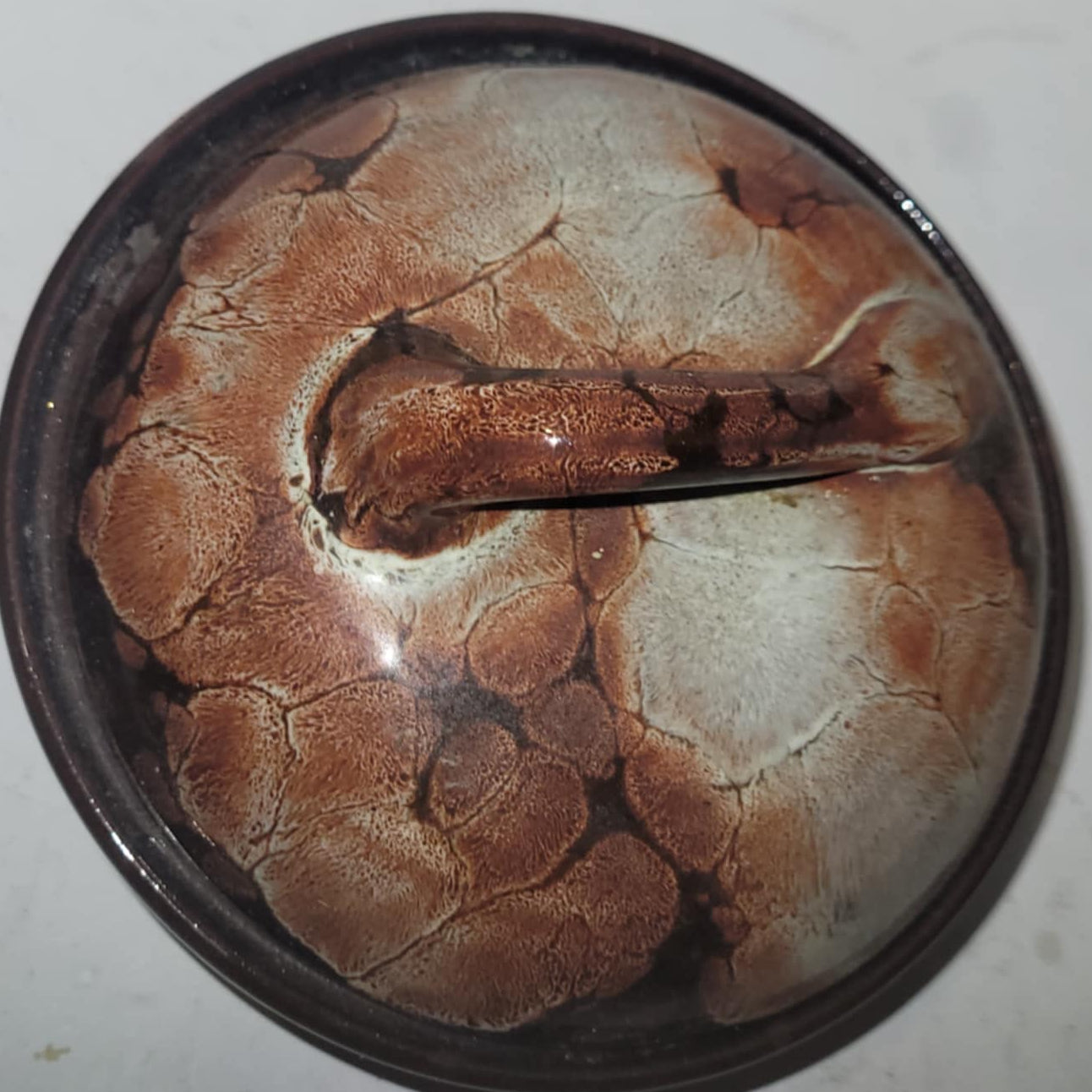 Ewenny Welsh studio pottery lidded trinket butter dish brown