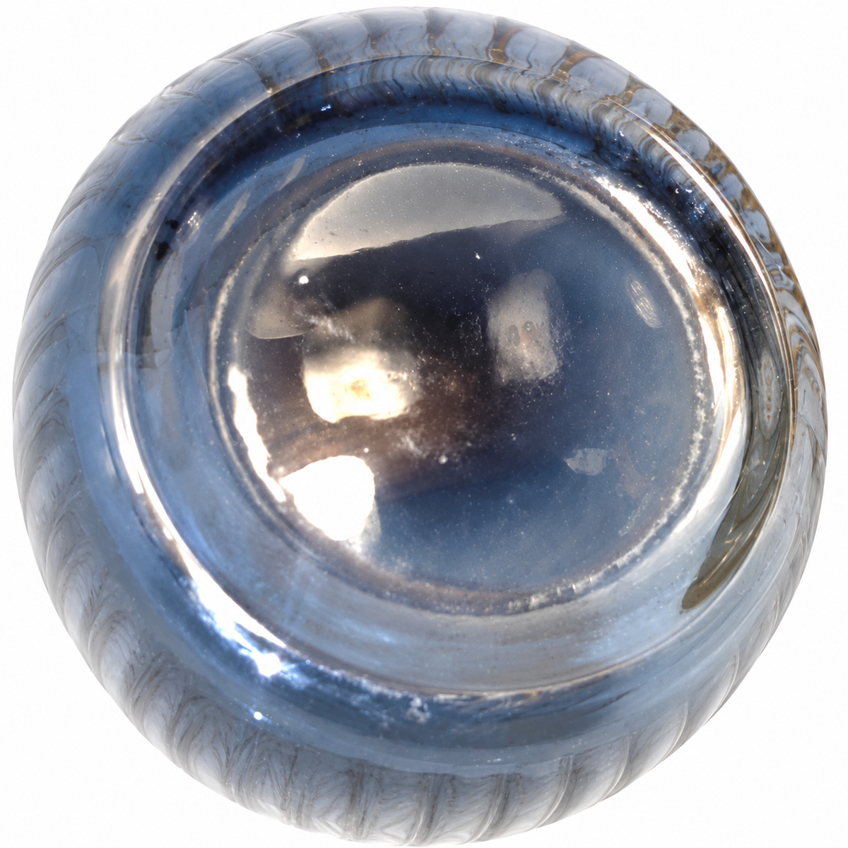 Vintage Blue Grey Optic Ribbed Glass Carafe – 25.5cm