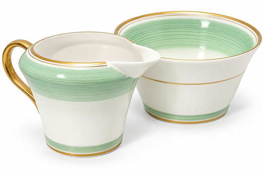 1930s Shelley Regent 12875 Art Deco Green Cream Jug & Sugar Bowl