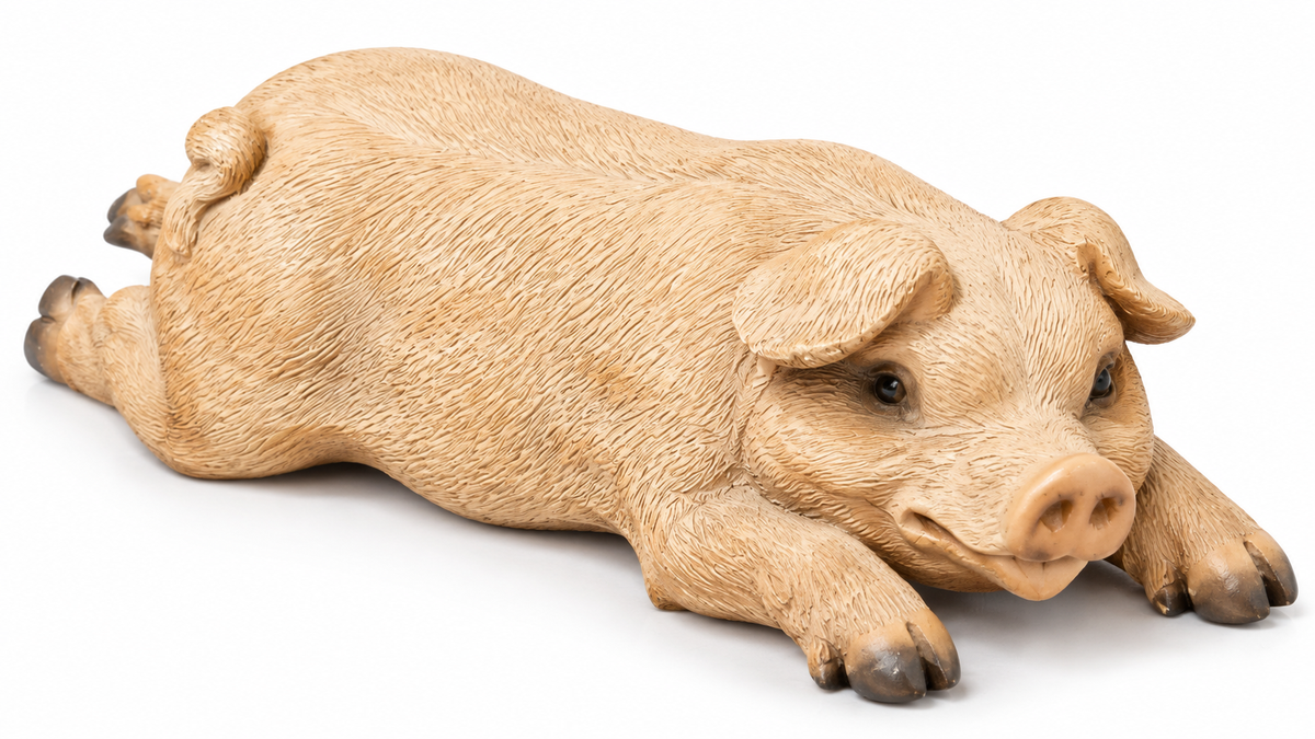 Vintage Italian Hand Painted Reclining Pig Figurine – 23cm