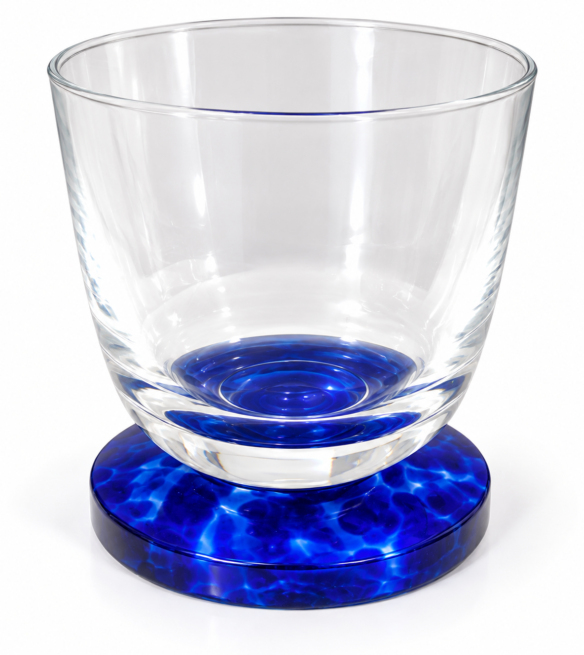 Set of 4 Denby Imperial Blue Cobalt Footed Glass Tumblers