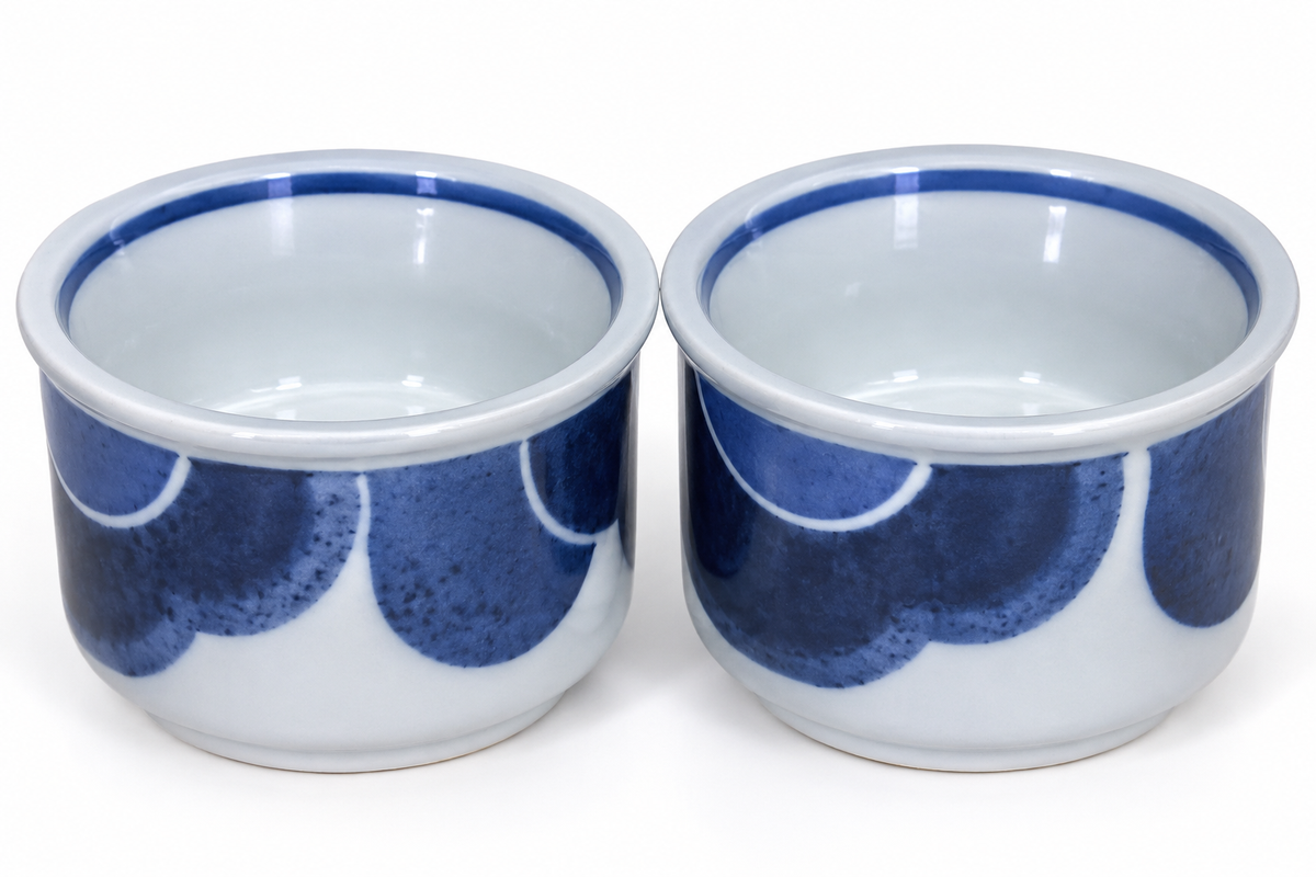 Pair of Villeroy & Boch Blue Cloud Porcelain Egg Cups