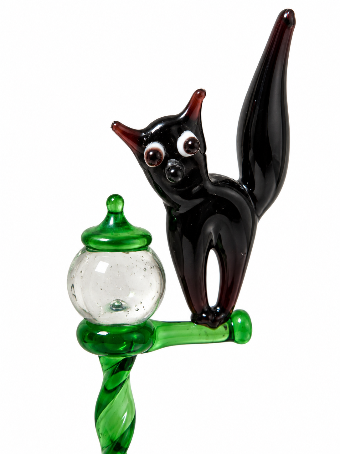 Vintage Lampwork Art Glass Cat & Mouse Lamppost Figurine – Pirelli Style 8"