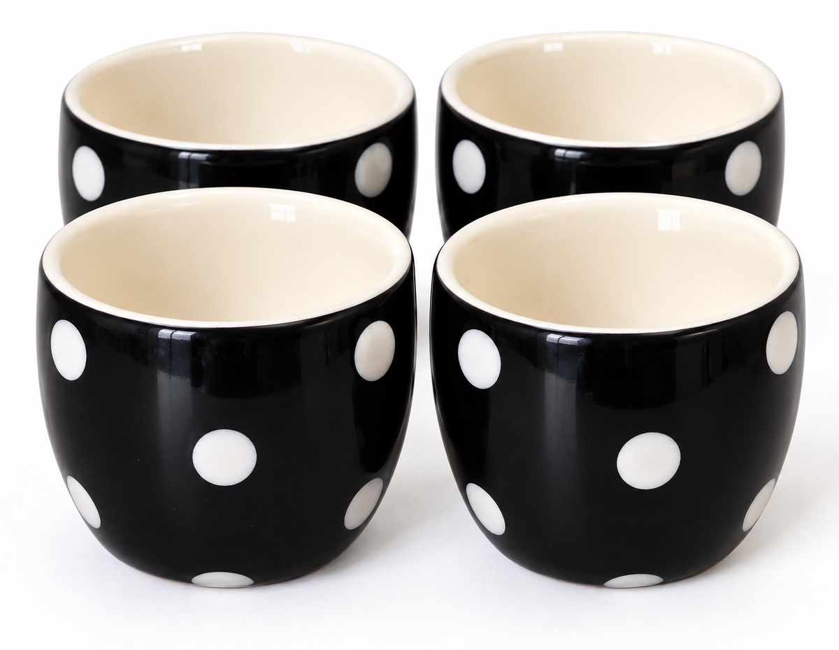 Spode Baking Days Black & White Polka Dot Egg Cups – Set of 4
