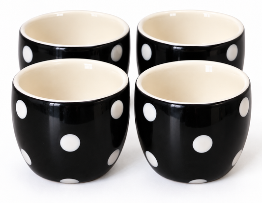 Spode Baking Days Black & White Polka Dot Egg Cups – Set of 4