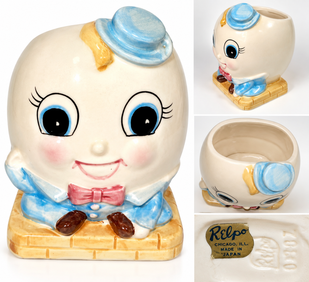 Vintage 1960s Relpo Humpty Dumpty Japanese Ceramic Planter