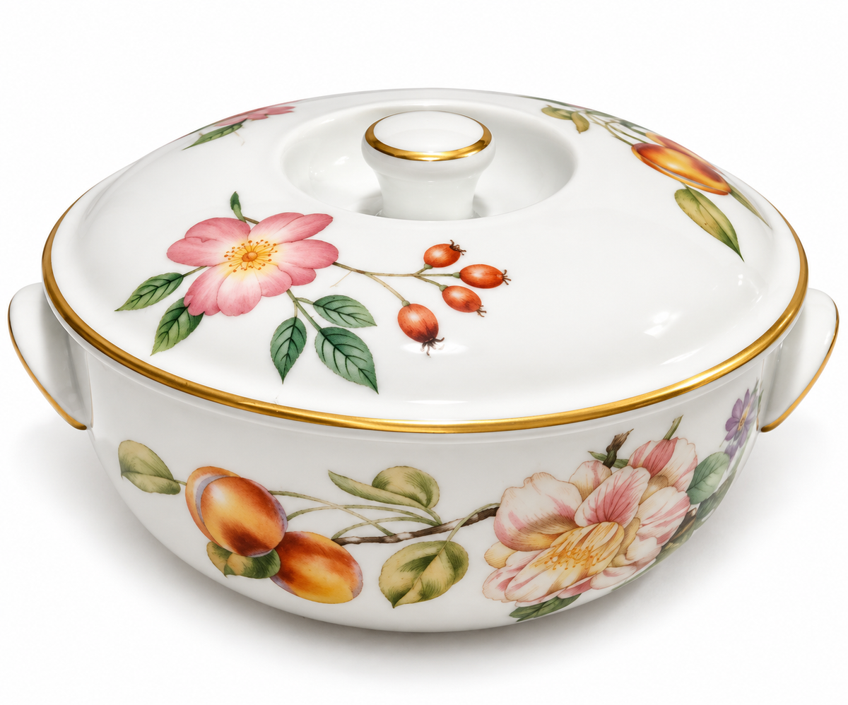 Vintage Royal Worcester Pershore Lidded Tureen – 8"