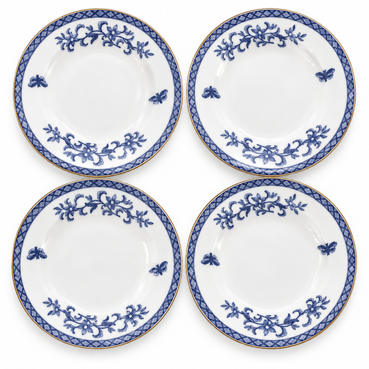 Vintage Copeland China England Blue & White Butterfly 7" Side Plates – Set of 4