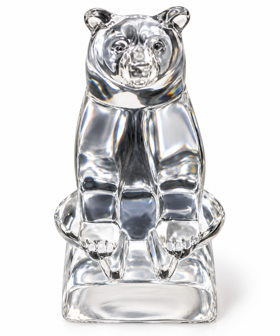 Hadeland Norwegian Lead Crystal Seated Bear Figurine, 9cm