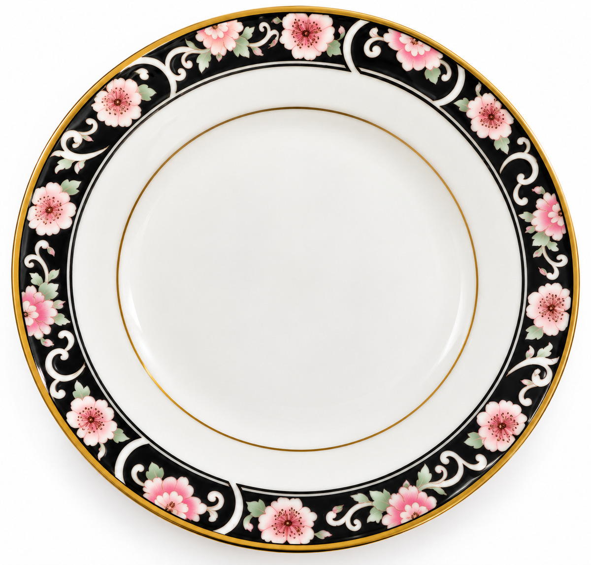 Coalport Richmond Black Pink Floral Bone China Side Plate England