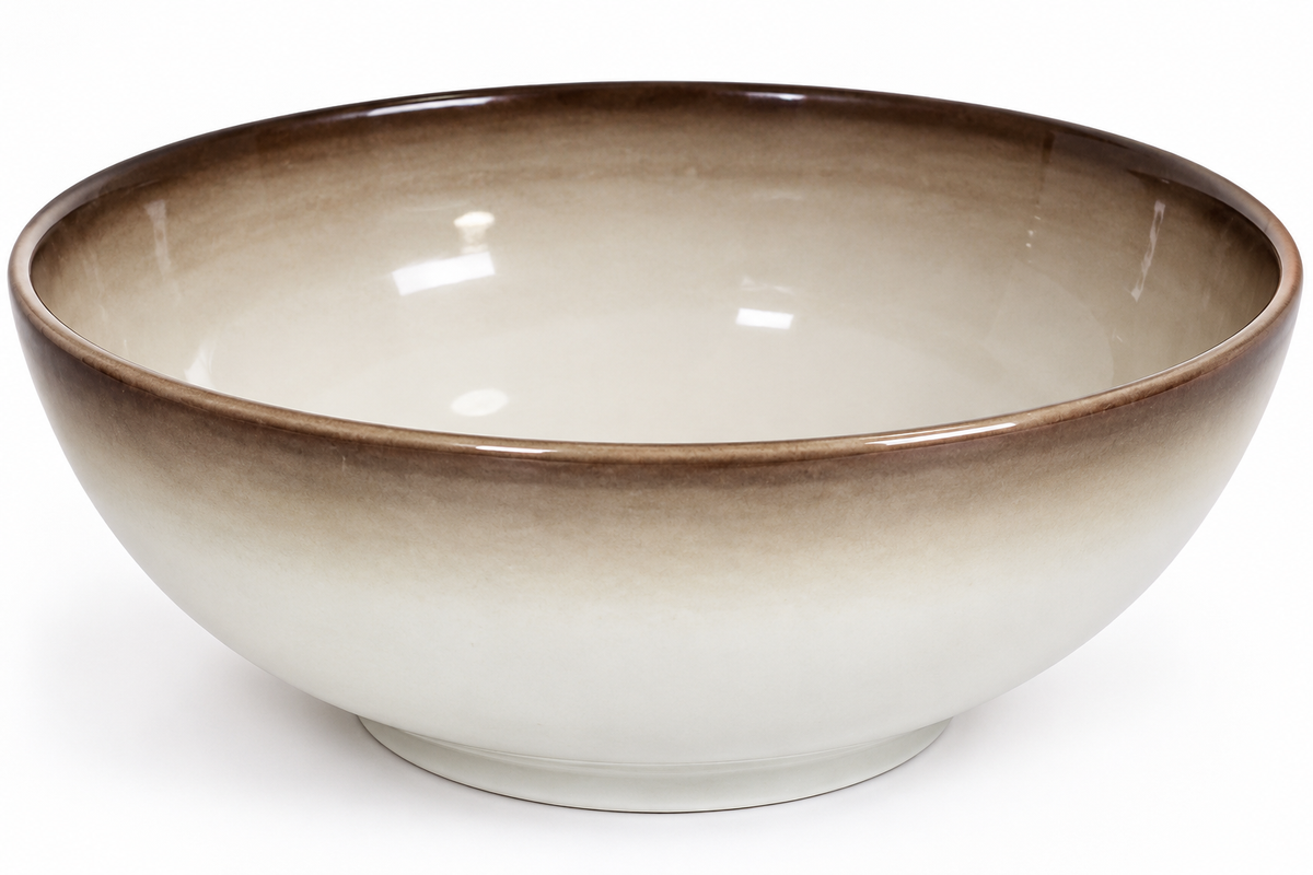 Vintage Figgjo Norway Large 10" Scandinavian Serving Bowl – Brown & Cream