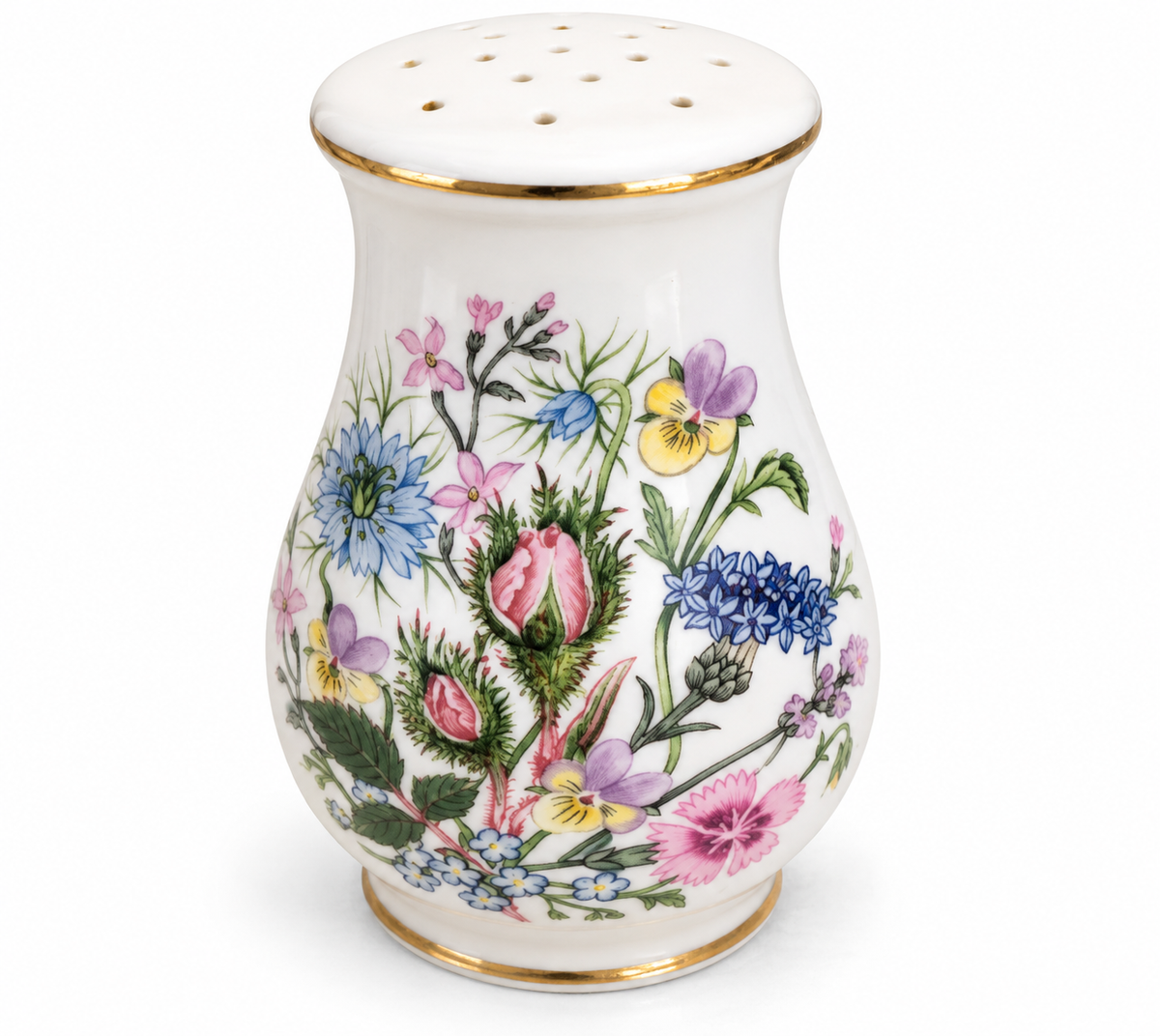 Aynsley Wild Tudor Bone China Sugar Shaker Sifter – Floral, Made in England