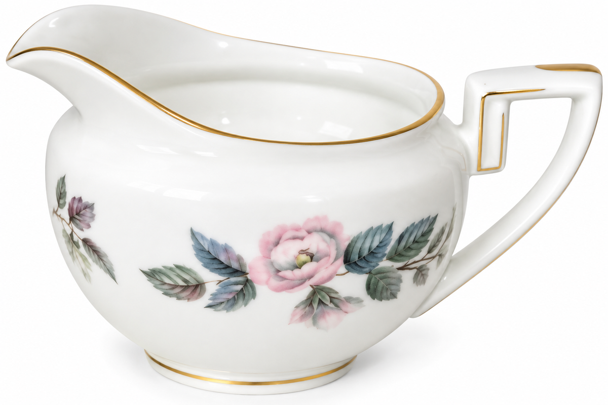 Royal Worcester June Garland Milk Jug / Creamer – ¼ Pint, Fine Bone China, England
