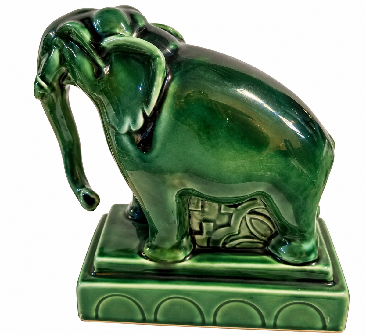 Vintage Poole Pottery Green Elephant Bookend, Art Deco-Inspired Design, 6 Inch