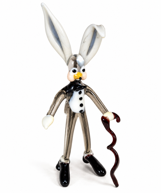 Vintage Pirelli Glass Walking Rabbit with Cane Lampwork Figurine – 6"