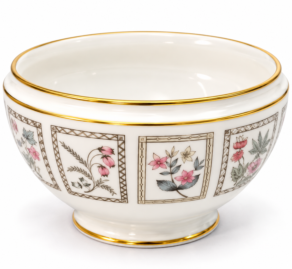 Minton Tapestry S699 Floral Open Sugar Bowl Gold Trim England