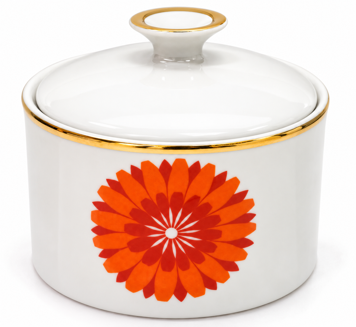 Karolina Poland Vintage Orange Flower Lidded Sugar Bowl