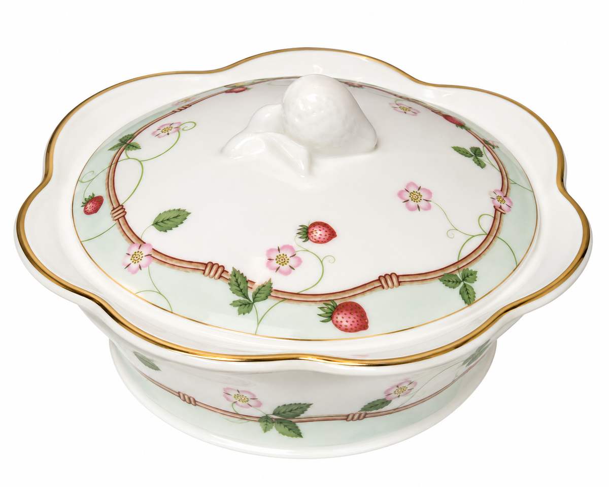 Wedgwood Wild Strawberry Petal Lidded Trinket Box – 5" Bone China