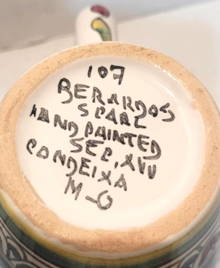 Berardos Portugal Hand-Painted Faience Pottery Mugs – Pair