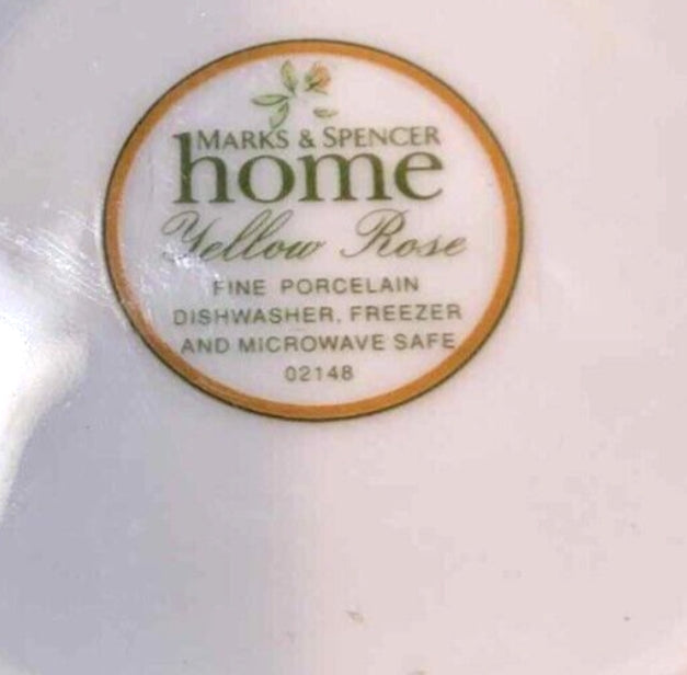 M&S Home Yellow Rose Open Sugar Bowl – Fine Porcelain, Floral