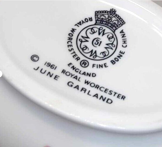 Royal Worcester June Garland Milk Jug / Creamer – ¼ Pint, Fine Bone China, England