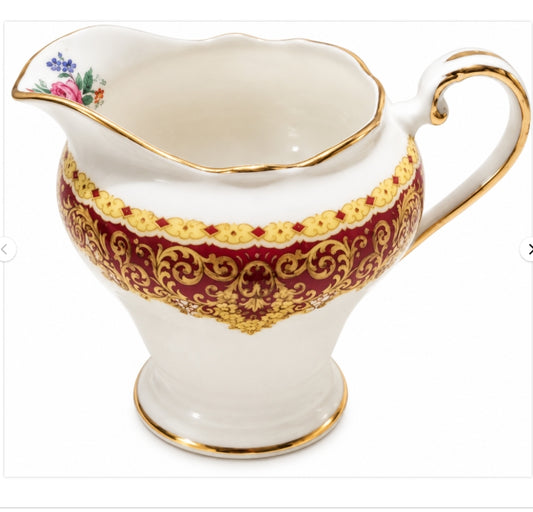 Vintage Aynsley Milk Jug / Creamer – Ornate Red & Gold Bone China, England