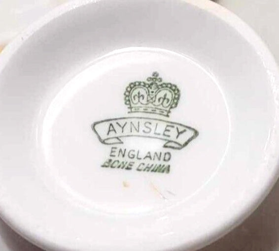 Aynsley Burgundy Red & Gold Floral Side Plates – Pair, Fine Bone China, England