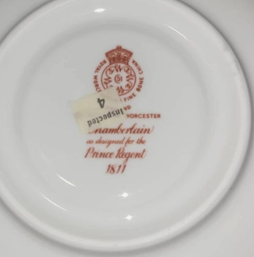Set of 6 Royal Worcester Chamberlain Twin Handled Soup Cups & Saucers