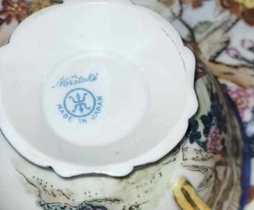 Antique Noritake Japan Maruki Scenic Tea Cup & Saucer with Gilt Detail