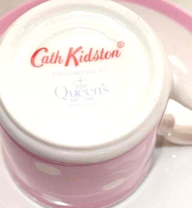 Cath Kidston Pink Polka Dot Queen's Bone China Espresso Cup and Saucer